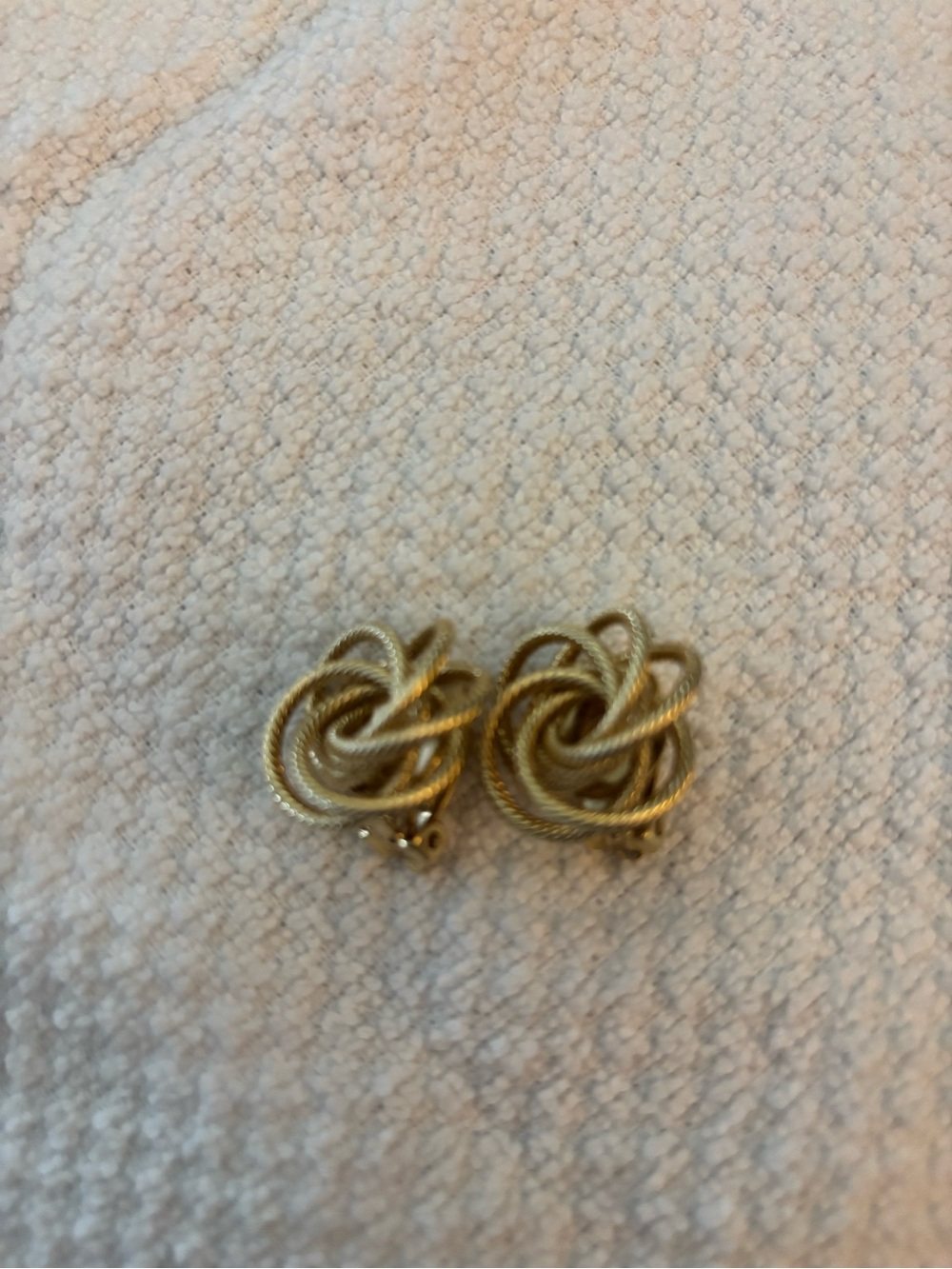 Gold Knot Clip-On Earrings - Elegant Twisted Rope Design